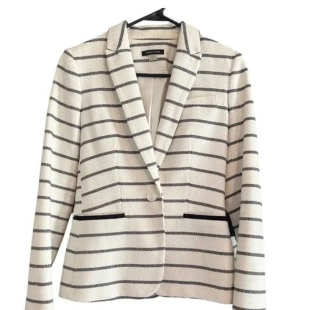 VTG Tommy Hilfiger Womens Navy Striped Blazer‎ Size 10 Elbow Patches